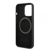 Guess iPhone 13 Pro Cover Silikone Metalplade MagSafe Sort