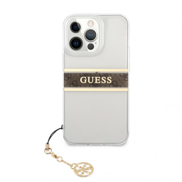 Guess iPhone 13 Pro Cover Stripe Charm Brun