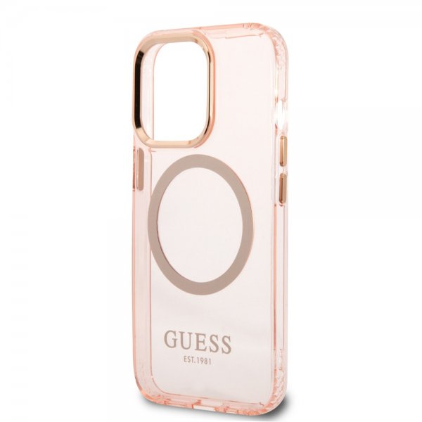 Guess iPhone 13 Pro Cover Gennemsigtig MagSafe Rosa