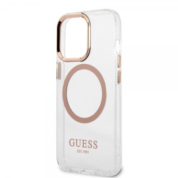 Guess iPhone 13 Pro Cover Transparent MagSafe Guld Transparent