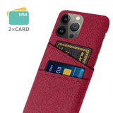 iPhone 13 Pro Cover To Kortlommer Stof Rød