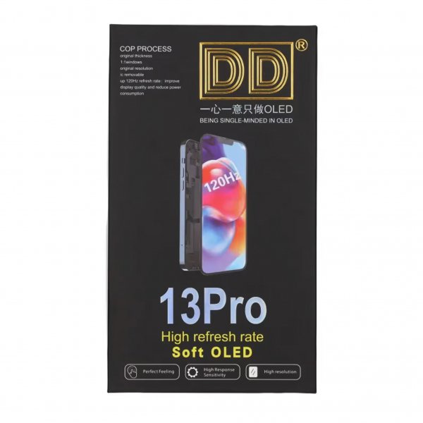 iPhone 13 Pro Soft OLED-skærm sort i høj kvalitet (DD-mærke)