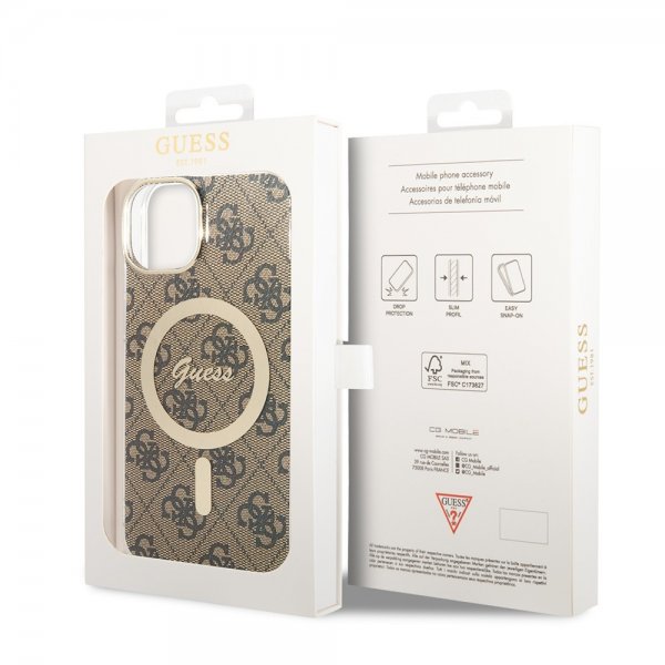 Guess iPhone 13 Cover 4G Pattern MagSafe Brun