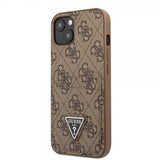 Guess iPhone 13 Cover Double Cardslot Metal Triangle Brun