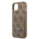 Guess iPhone 13 Cover Double Cardslot Metal Triangle Brun