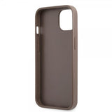 Guess iPhone 13 Cover Double Cardslot Metal Triangle Brun