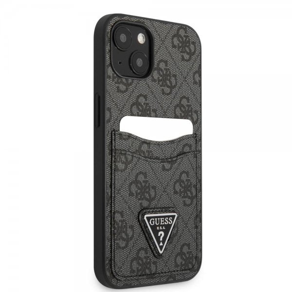 Guess iPhone 13 Cover Double Cardslot Metal Triangle Sort