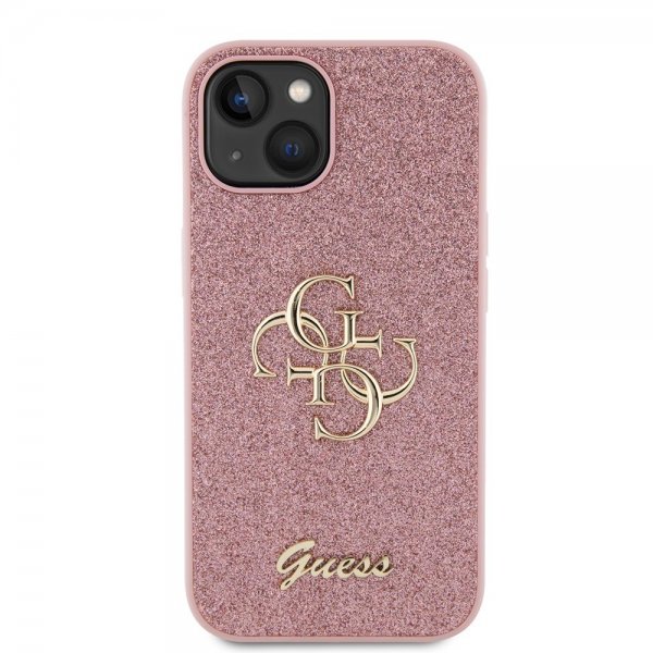 Guess iPhone 13 Cover Fixed Glitter Rosa