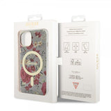Guess iPhone 13 Cover Flower MagSafe Khaki