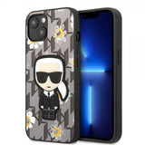 Karl Lagerfeld iPhone 13 Cover Flower Monogram Iconic Patch Grå