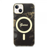 Guess iPhone 13 Cover Golden Marble MagSafe Sort