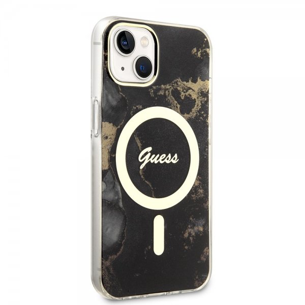Guess iPhone 13 Cover Golden Marble MagSafe Sort