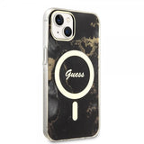 Guess iPhone 13 Cover Golden Marble MagSafe Sort