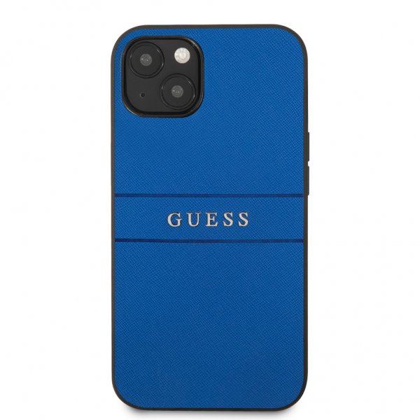 Guess iPhone 13 Cover Hot Stamp Metal Logo Blå