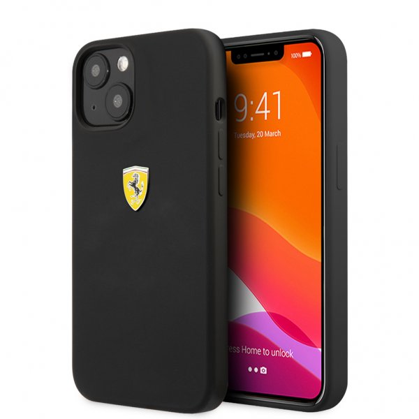Ferrari iPhone 13 Cover Liquid Silikone Metalkabinet Sort