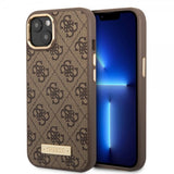 Guess iPhone 13 Cover Metal Plate Logo MagSafe Brun
