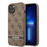 Guess iPhone 13 Cover Printed Stripe Bottom Brun