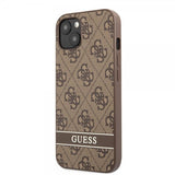 Guess iPhone 13 Cover Printed Stripe Bottom Brun