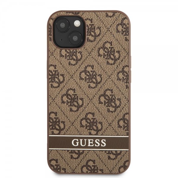 Guess iPhone 13 Cover Printed Stripe Bottom Brun