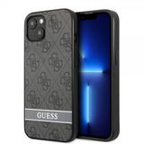 Guess iPhone 13 Cover Printed Stripe Bottom Grå