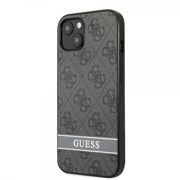 Guess iPhone 13 Cover Printed Stripe Bottom Grå