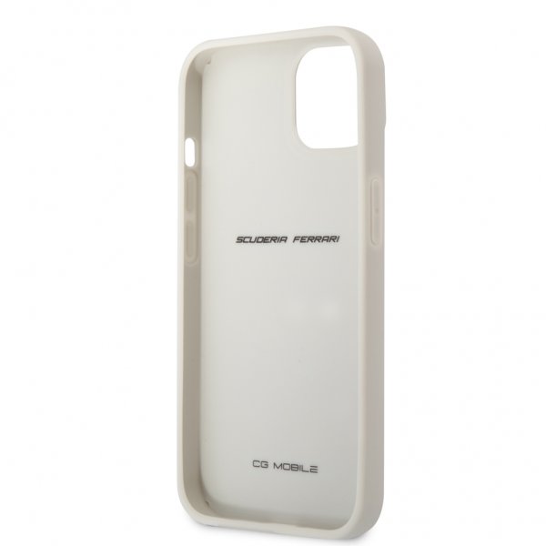 Ferrari iPhone 13 Cover Ægte Carbon Metal Logo Sølv