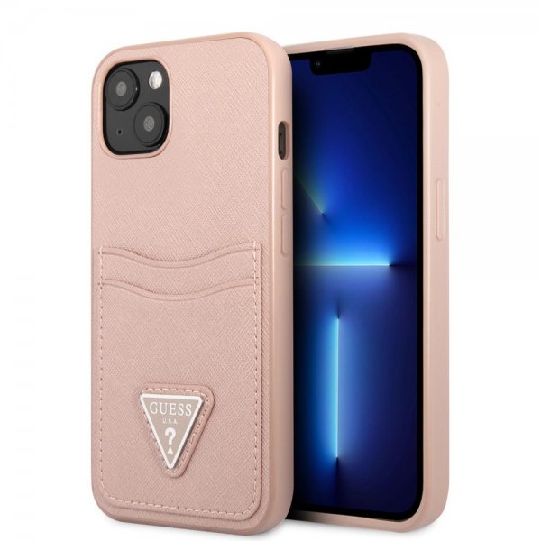 Guess iPhone 13 Cover Saffiano Double Cardslot Rosa