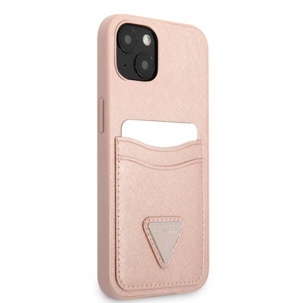 Guess iPhone 13 Cover Saffiano Double Cardslot Rosa
