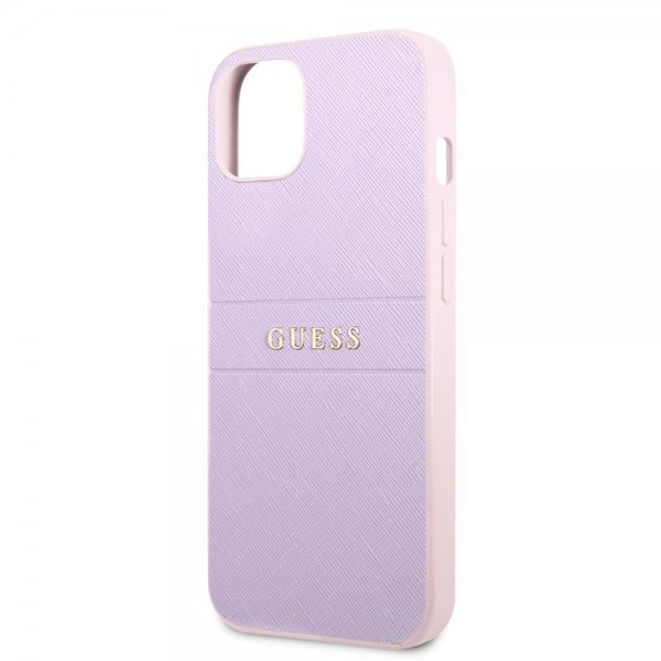 Guess iPhone 13 Cover Saffiano Metal Logo Lilla