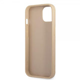 Guess iPhone 13 Cover Saffiano Metal Triangle Beige