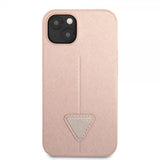 Guess iPhone 13 Cover Saffiano Metal Triangle Rosa