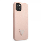 Guess iPhone 13 Cover Saffiano Metal Triangle Rosa