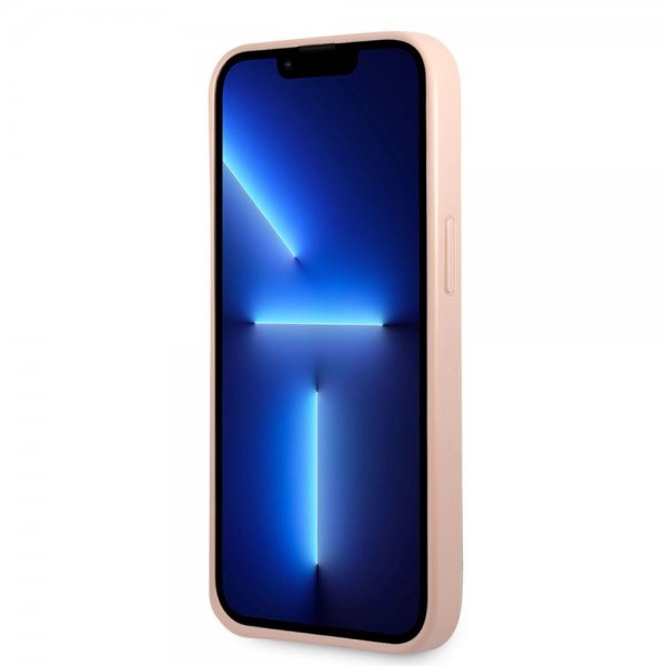 Guess iPhone 13 Cover Saffiano Metal Triangle Rosa