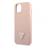 Guess iPhone 13 Cover Saffiano Metal Triangle Rosa