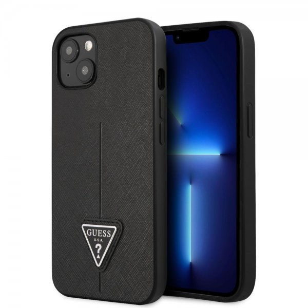 Guess iPhone 13 Cover Saffiano Metal Triangle Sort