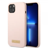 Guess iPhone 13 Cover Silikone Metalplade MagSafe Rosa