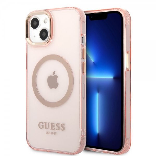 Guess iPhone 13 Cover Translucent MagSafe Rose