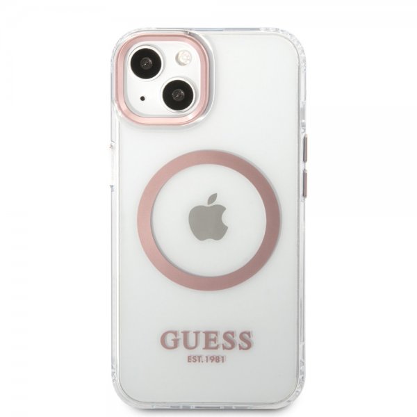Guess iPhone 13 Cover Gennemsigtig MagSafe Rosa Gennemsigtig