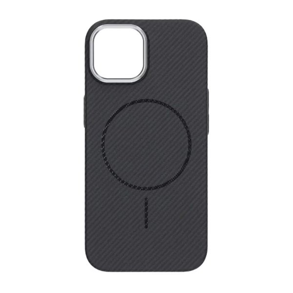iPhone 13/iPhone 14 Cover Kulfibermønster MagSafe Sort
