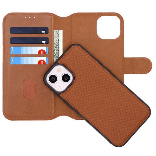 Rvelon iPhone 13/iPhone 14 Cover Magnetisk Aftageligt Etui Brun