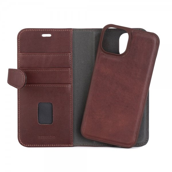 Buffalo iPhone 13/14/15 Etui 2-i-1 Aftagelig Pung Brun