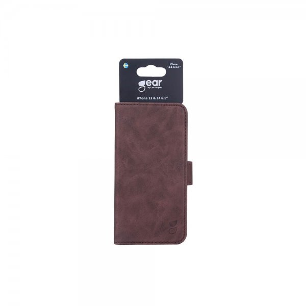Gear iPhone 13/14/15 Etui med Kortlomme Brun