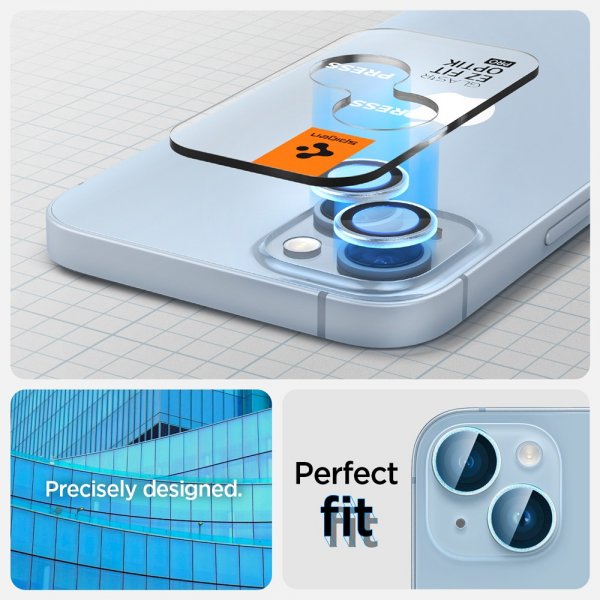 Spigen iPhone 14/iPhone 14 Plus Kamerabeskyttelse GLAS.tR EZ Fit Optik Pro Blå 2-pak