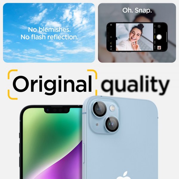 Spigen iPhone 14/iPhone 14 Plus Kamerabeskyttelse GLAS.tR EZ Fit Optik Pro Blå 2-pak