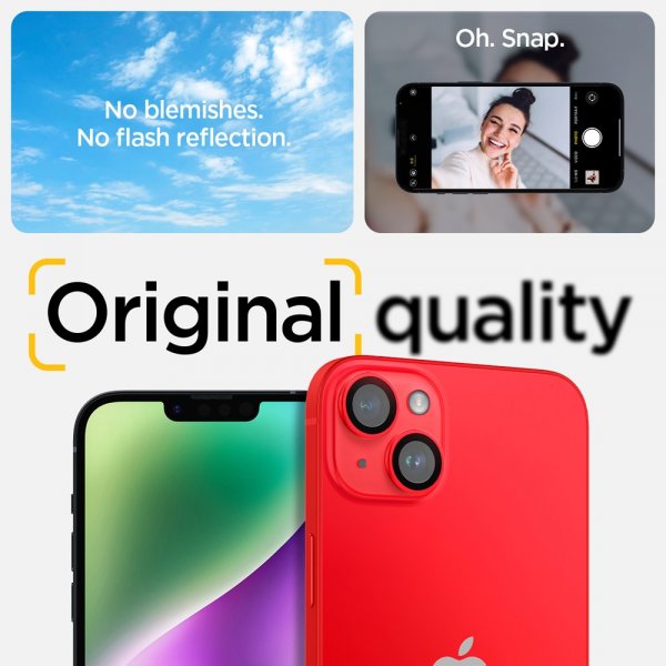 Spigen iPhone 14/iPhone 14 Plus Kamerabeskyttelse GLAS.tR EZ Fit Optik Pro Rød 2-pak