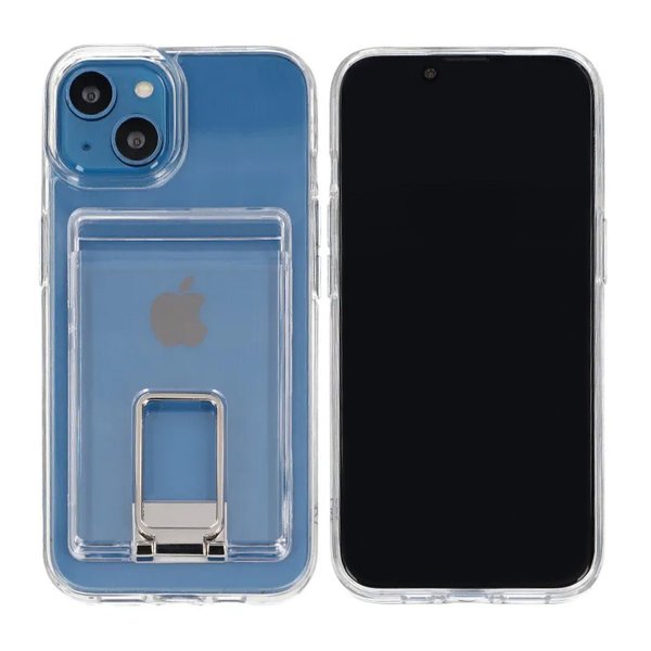 Rvelon iPhone 14 Cover med Stander Kortholder Transparent