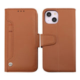 Rvelon iPhone 14 Cover Udklappeligt Kortrum Brun