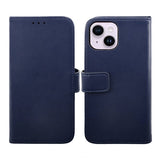 Rvelon iPhone 14 Cover Ægte læder Kortlomme Blå
