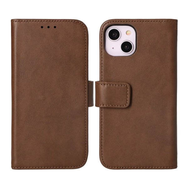 Rvelon iPhone 14 Cover Ægte læder Kortrum Brun