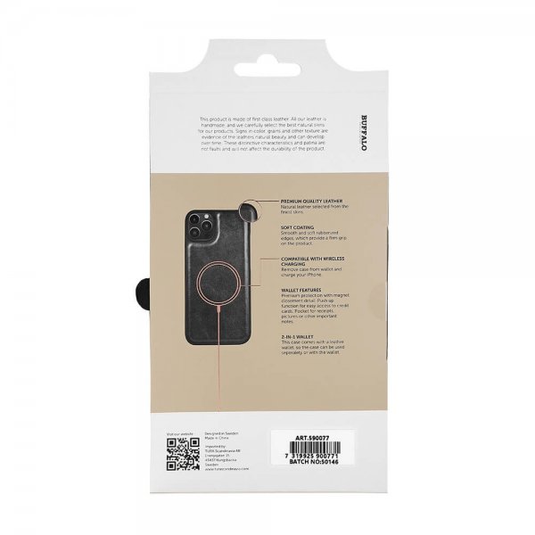 Buffalo iPhone 14 Plus Cover 2-i-1 Aftagelig Pung Sort